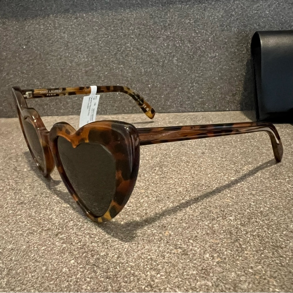 SAINT LAURENT 54MM Heart Shape Cat Eye Tortoise Sunglasses in HAVANA, NEW - Picture 8 of 16